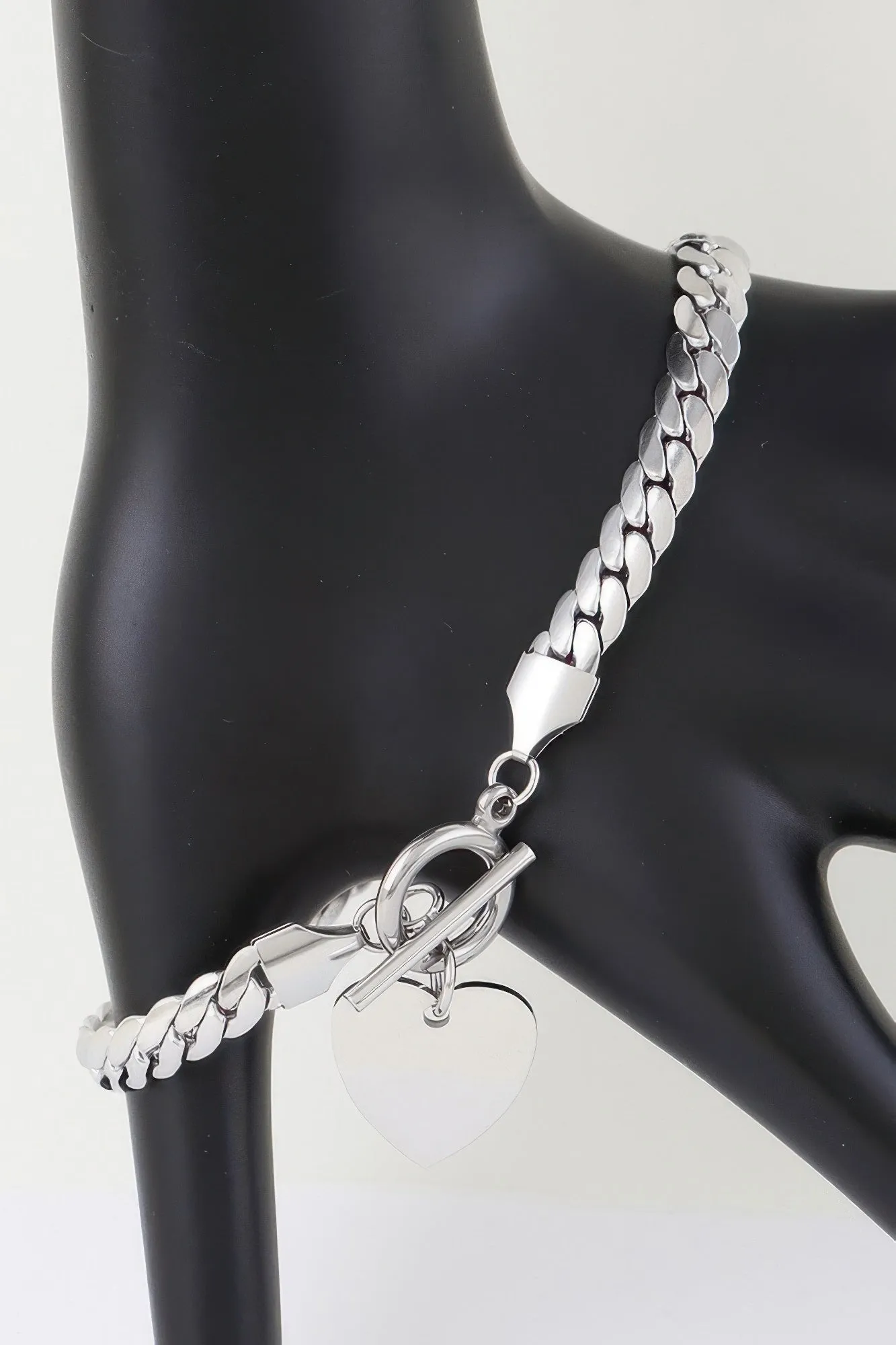 Heart Toggle Curb Chain Bracelet