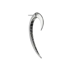 Hook Single Size 1 Earring - Silver & Black Spinel