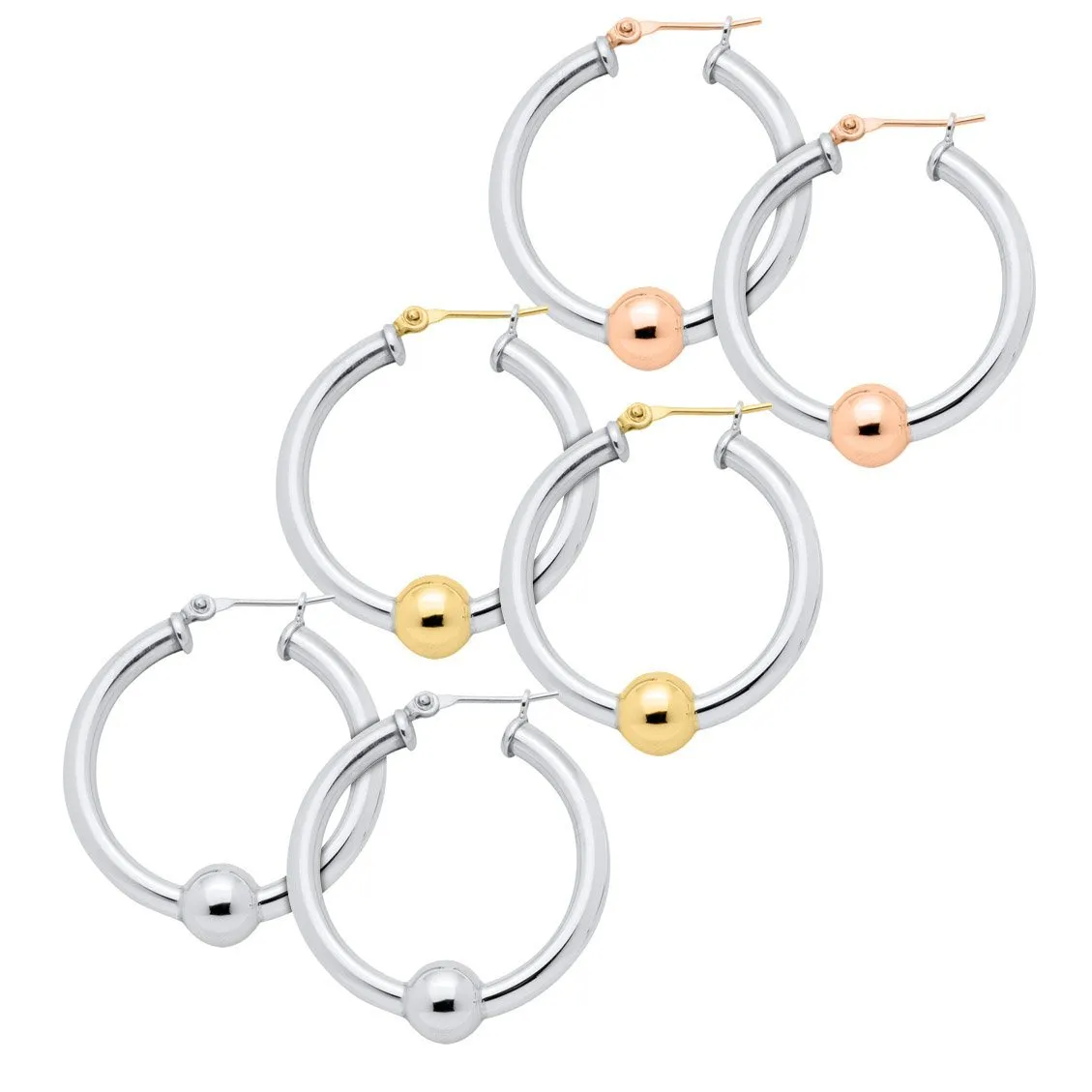 Hoop Earrings Sterling Silver And 14K Yellow Gold 26mm