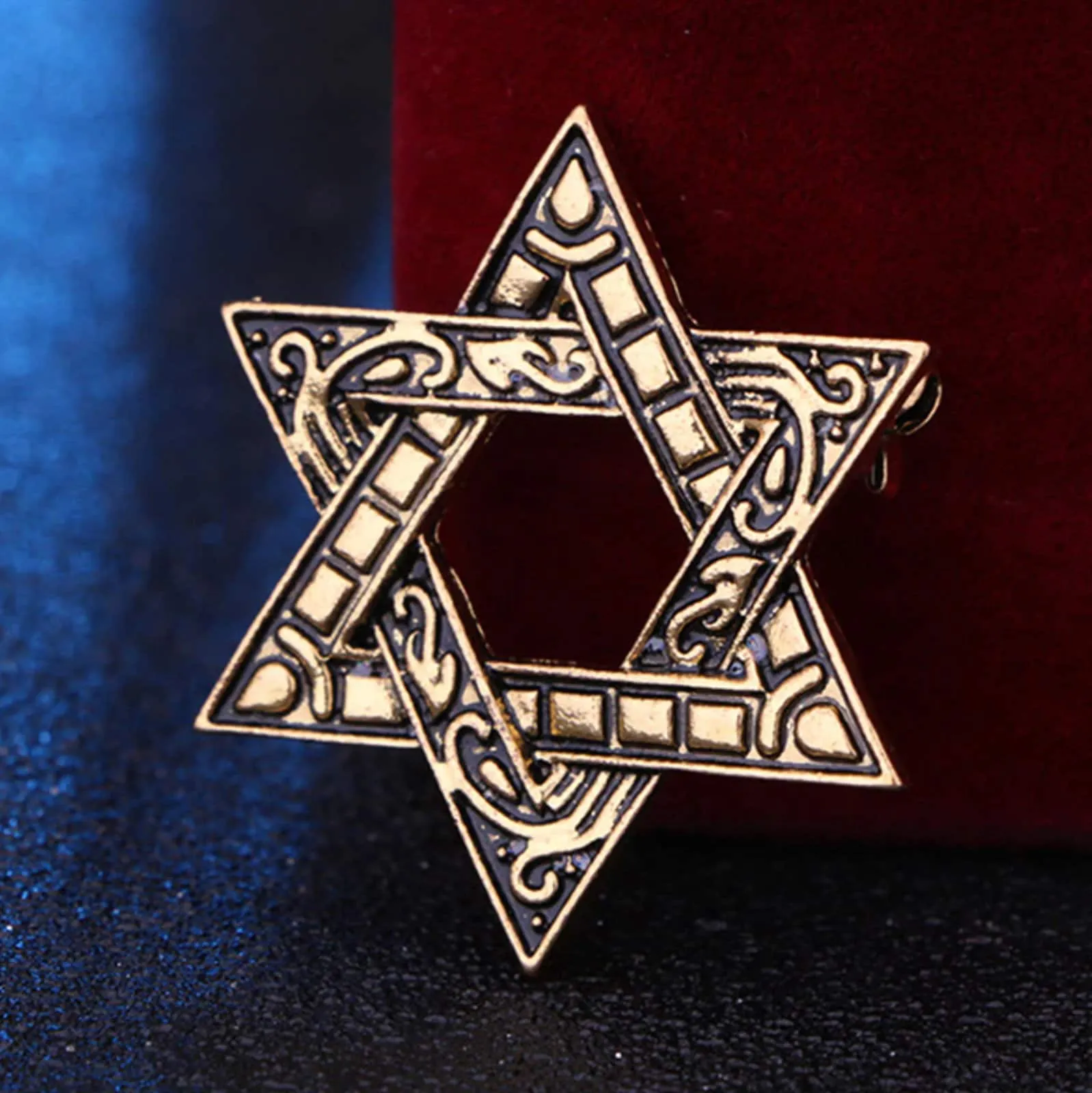 Israel star brooch gold silver plated jewish broach celebrity queen pin s13 jew