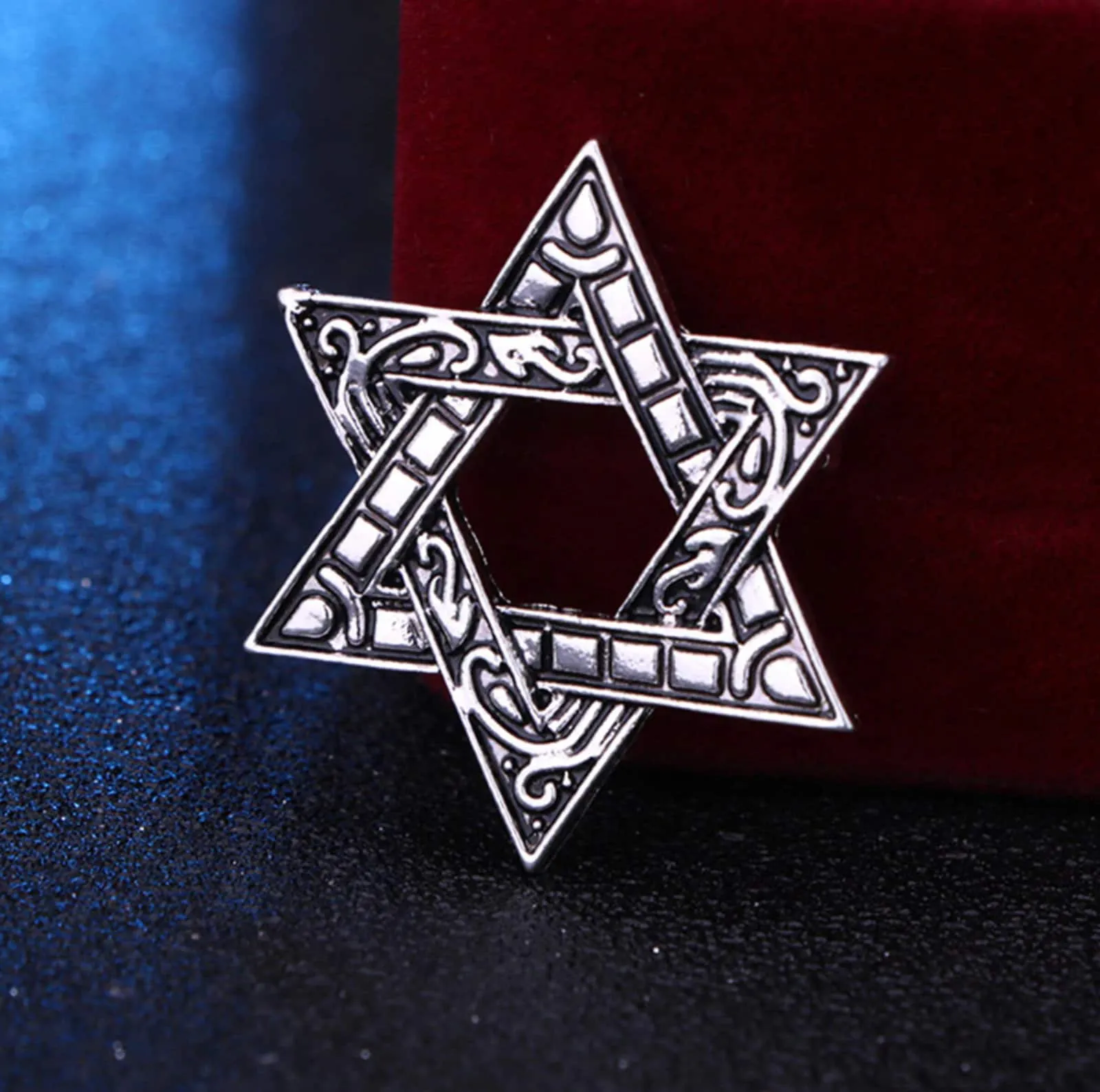 Israel star brooch gold silver plated jewish broach celebrity queen pin s13 jew