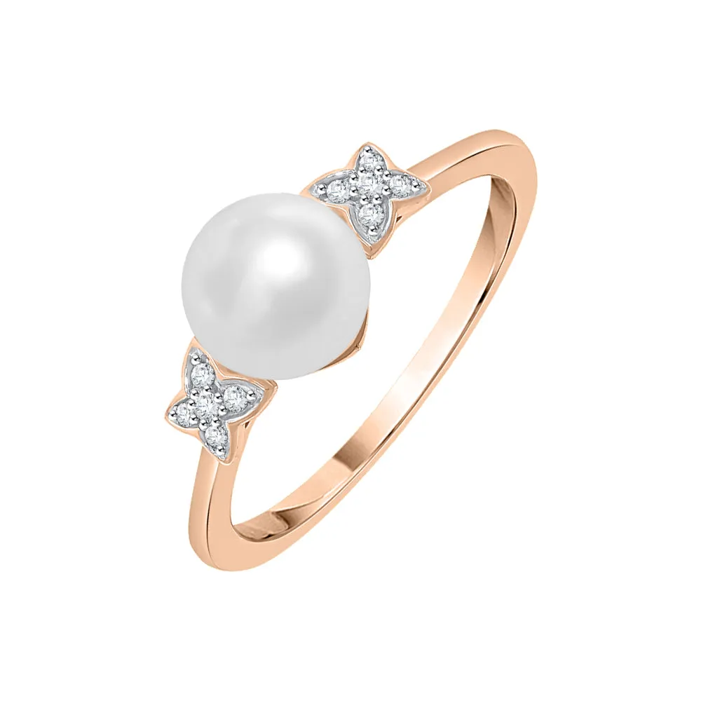 KATARINA Diamond and Pearl Fashion Ring (1/20 cttw)