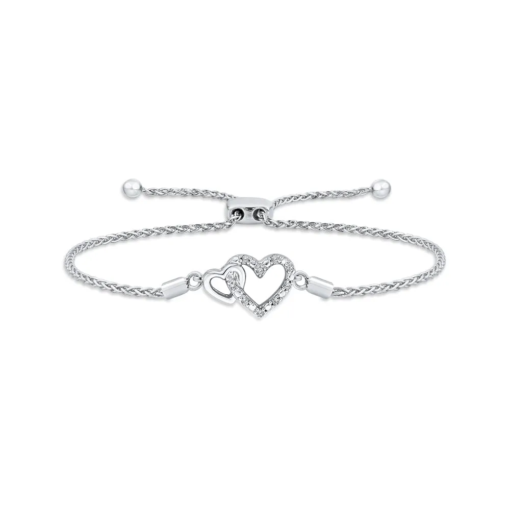 KATARINA Double Heart Diamond Tennis Bracelet (1/20 cttw)