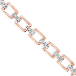 Kendra Rose Gold Rectangular Diamante Bracelet