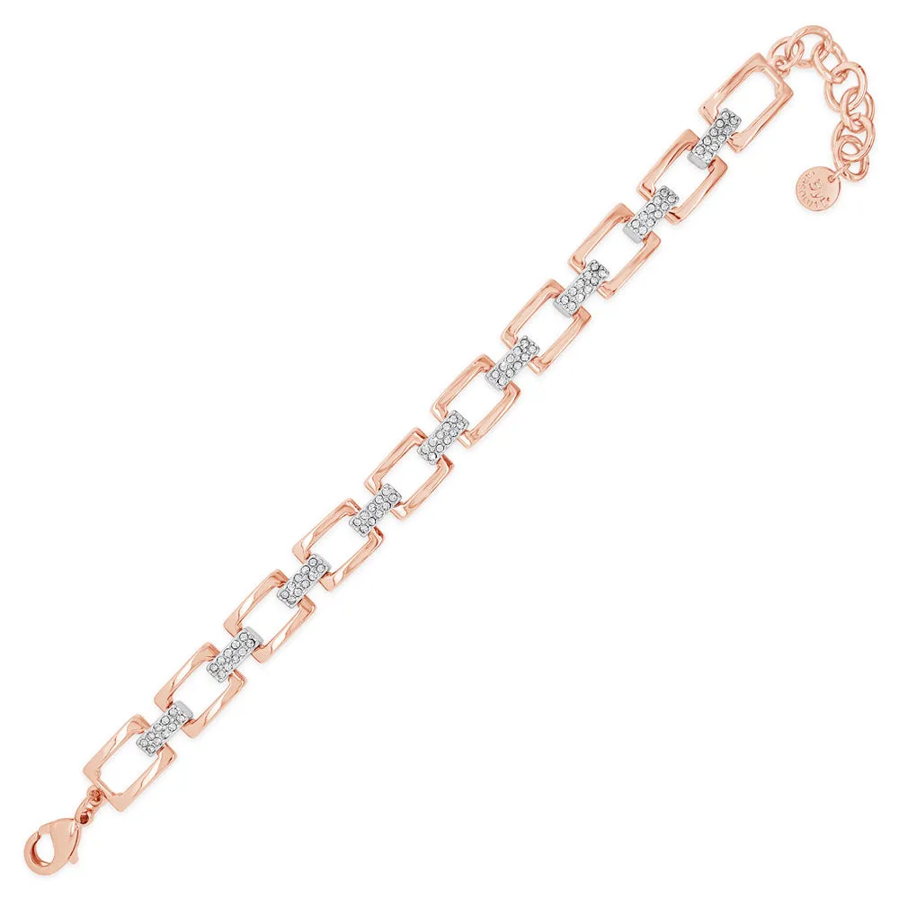 Kendra Rose Gold Rectangular Diamante Bracelet