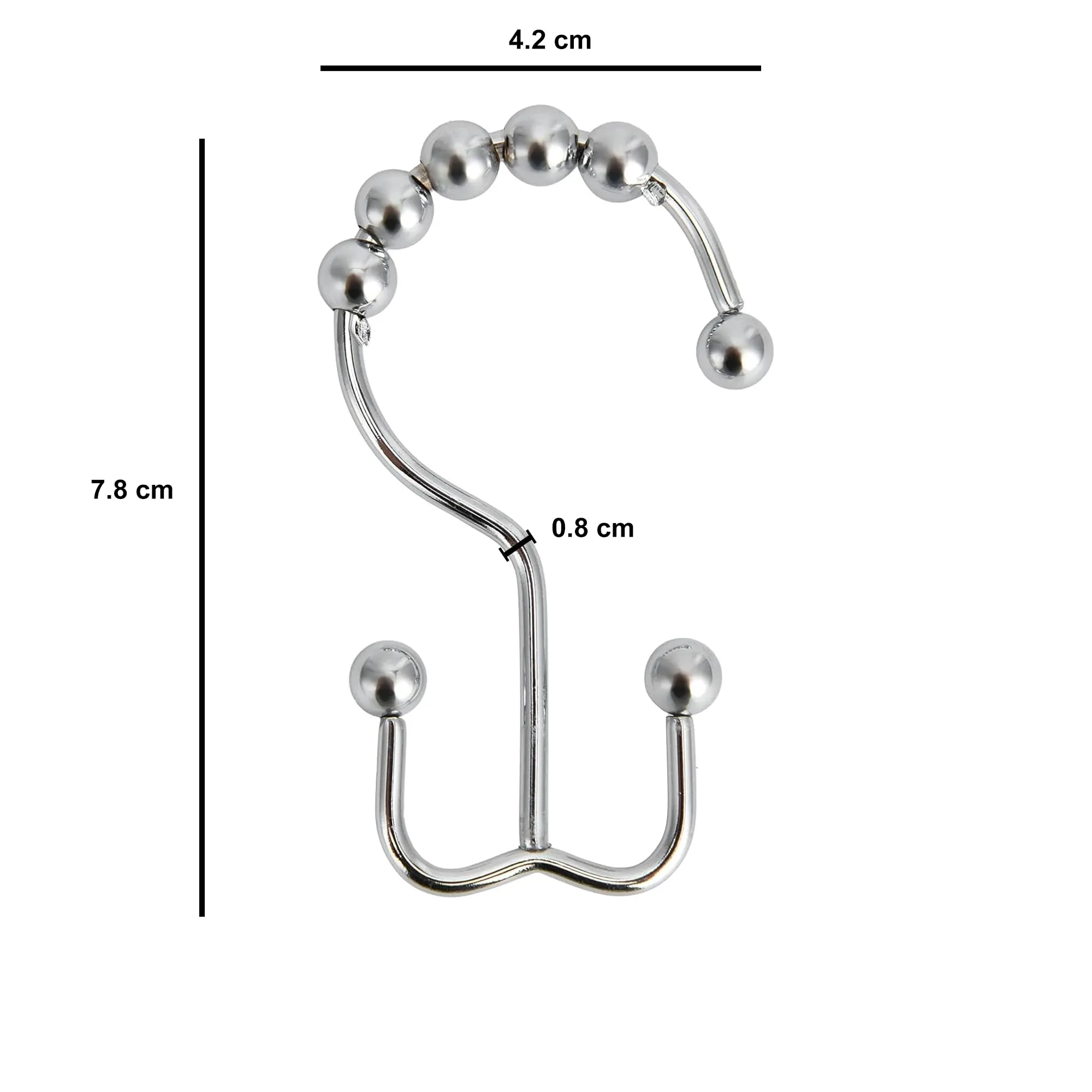 Kuber Industries Stainless Steel Hook for Curtain Hanging | Roller Ball Shower Curtain Clips Ring & Parda Hook for Bathroom, Door & Window | Rainy Curtain Hooks for Balcony | Silver