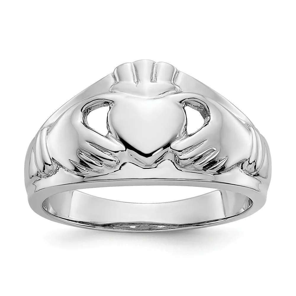 Ladies claddagh 14kt white gold ring