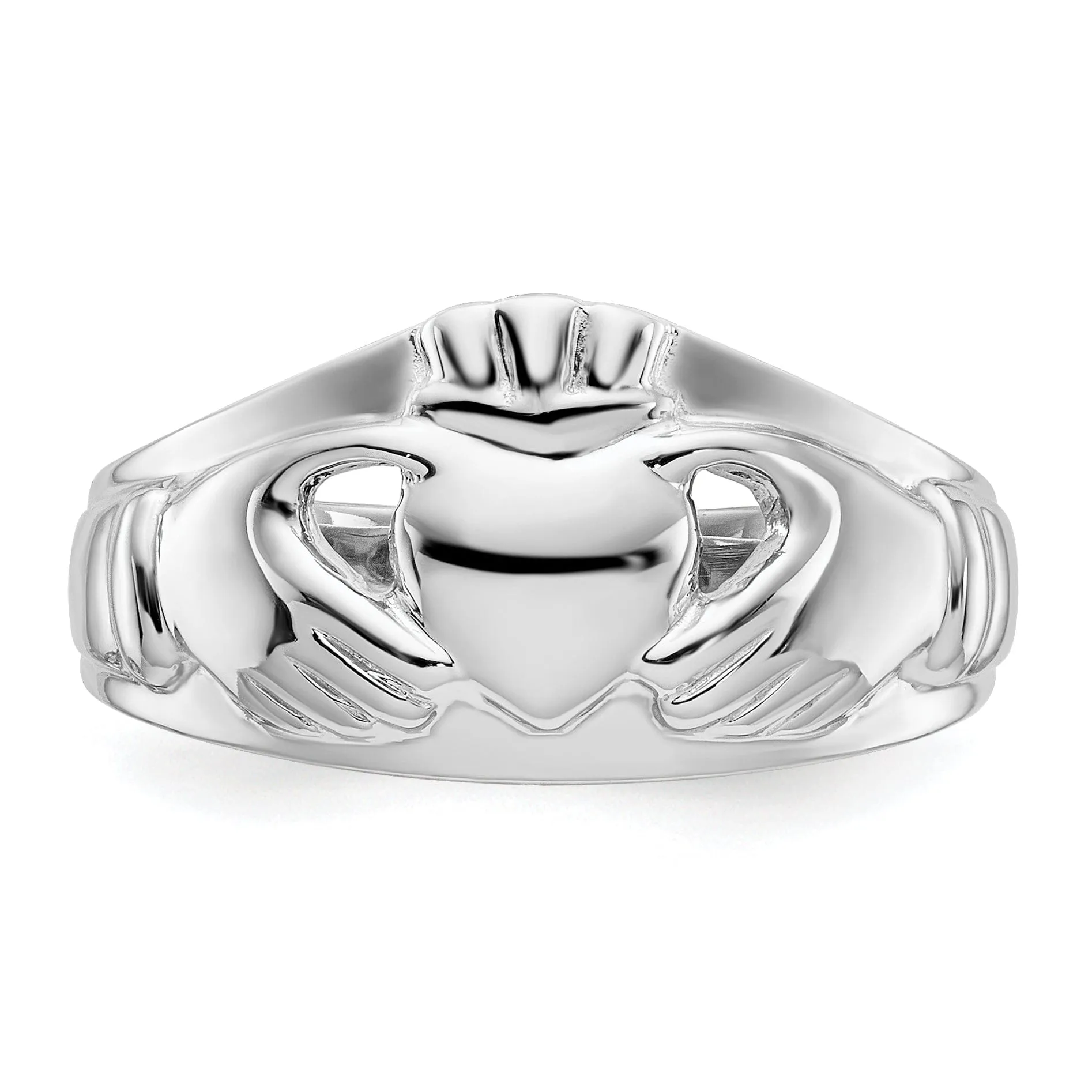 Ladies claddagh 14kt white gold ring