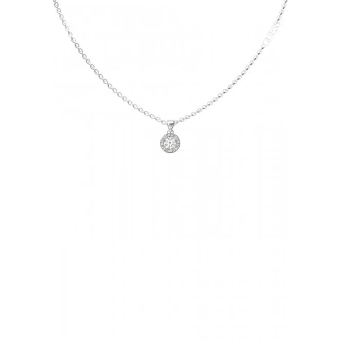 Ladies Rhodium Plated 16-18" Clear Crystal Charm Necklace UBN02245RH