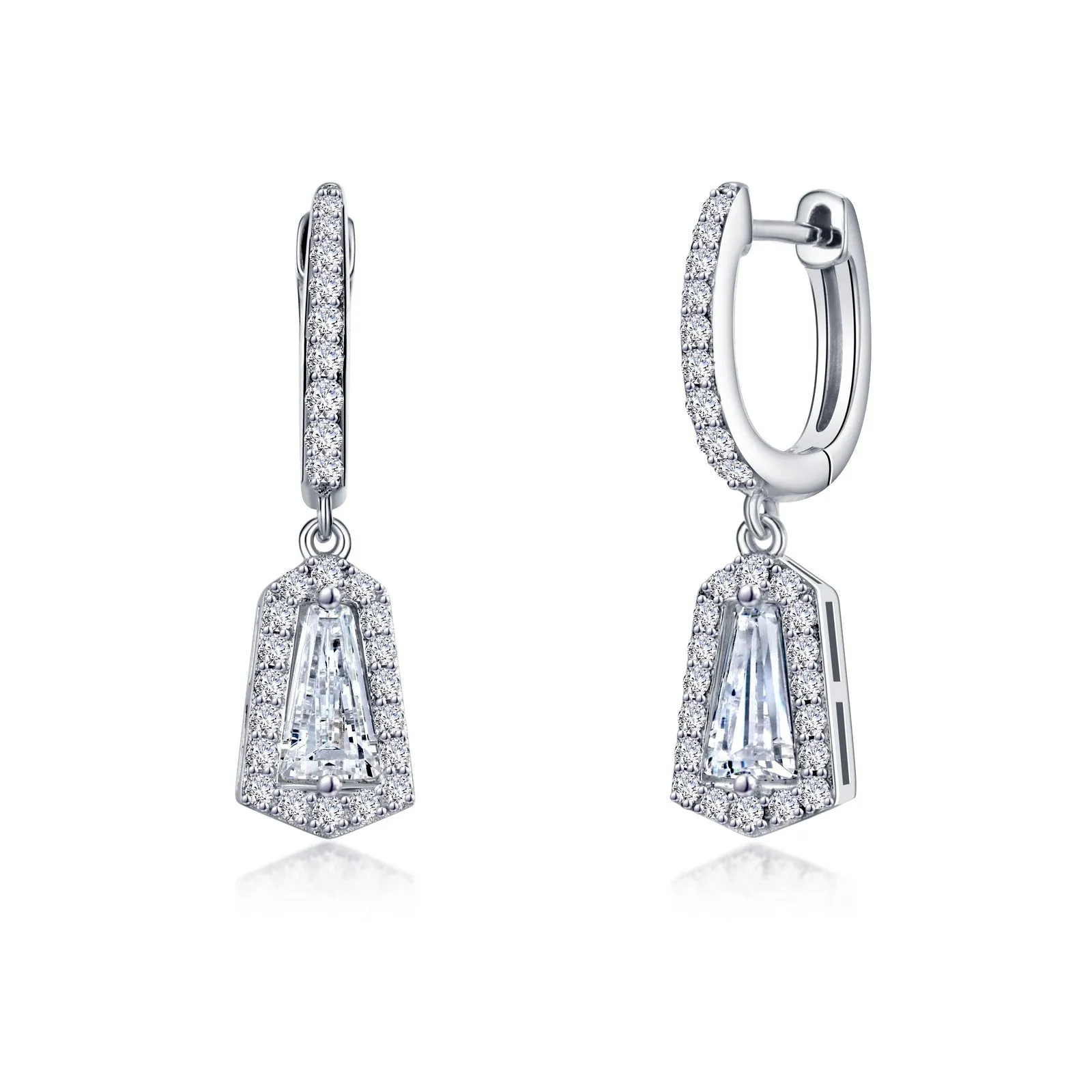 Lafonn Baguette Drop Earrings With Simulated Diamond Huggie 1.1 Cttw Diamond