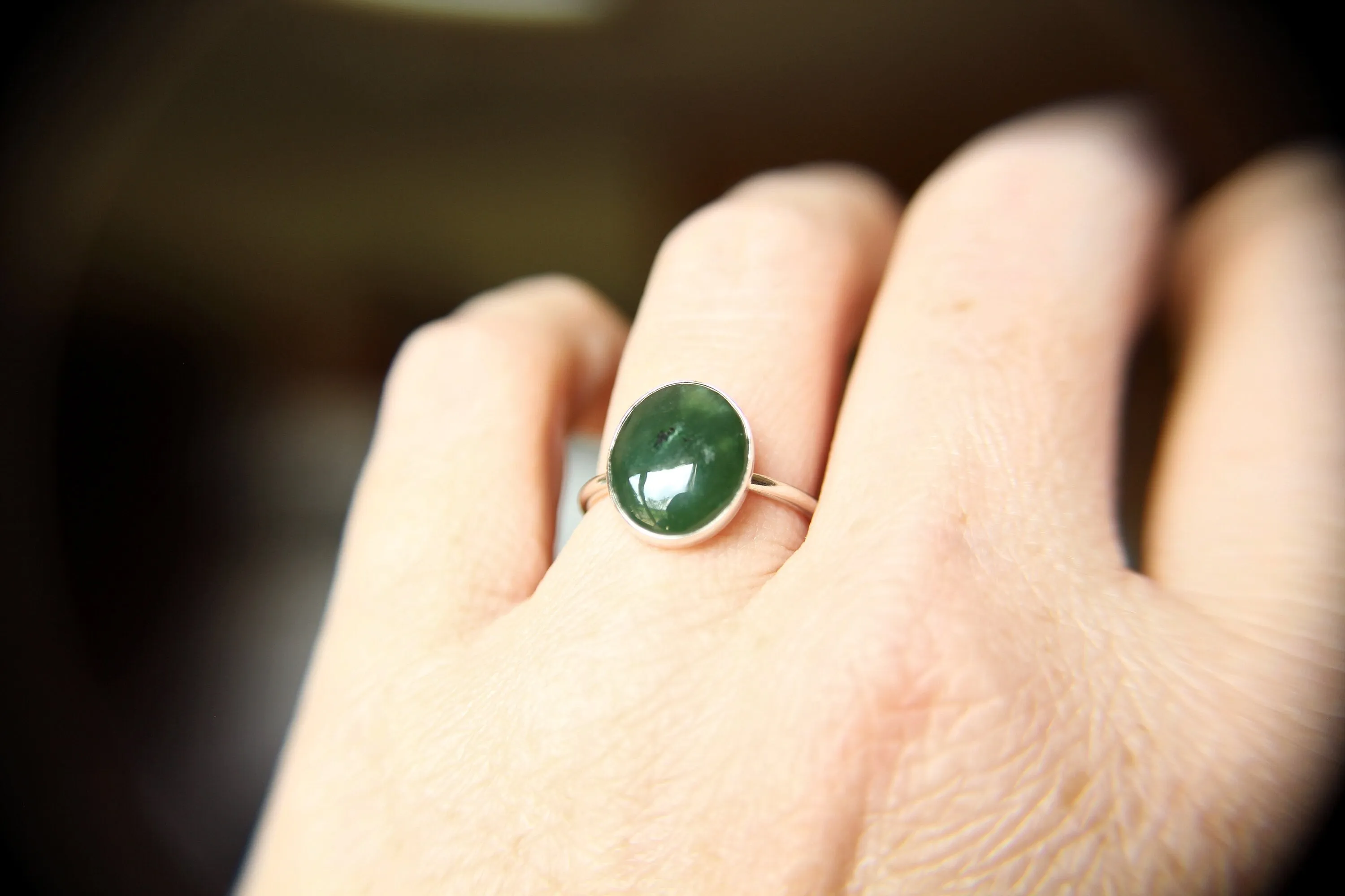 Large Jade Ring, Gemstone Ring, Green Jade Ring, Green, Modern, Simple, Everyday, Gift, Gemstone Jewelry, Natural Stone, Simple Ring