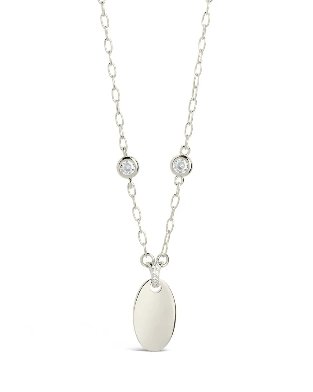 Leota Stationed CZ & Oval Pendant Necklace