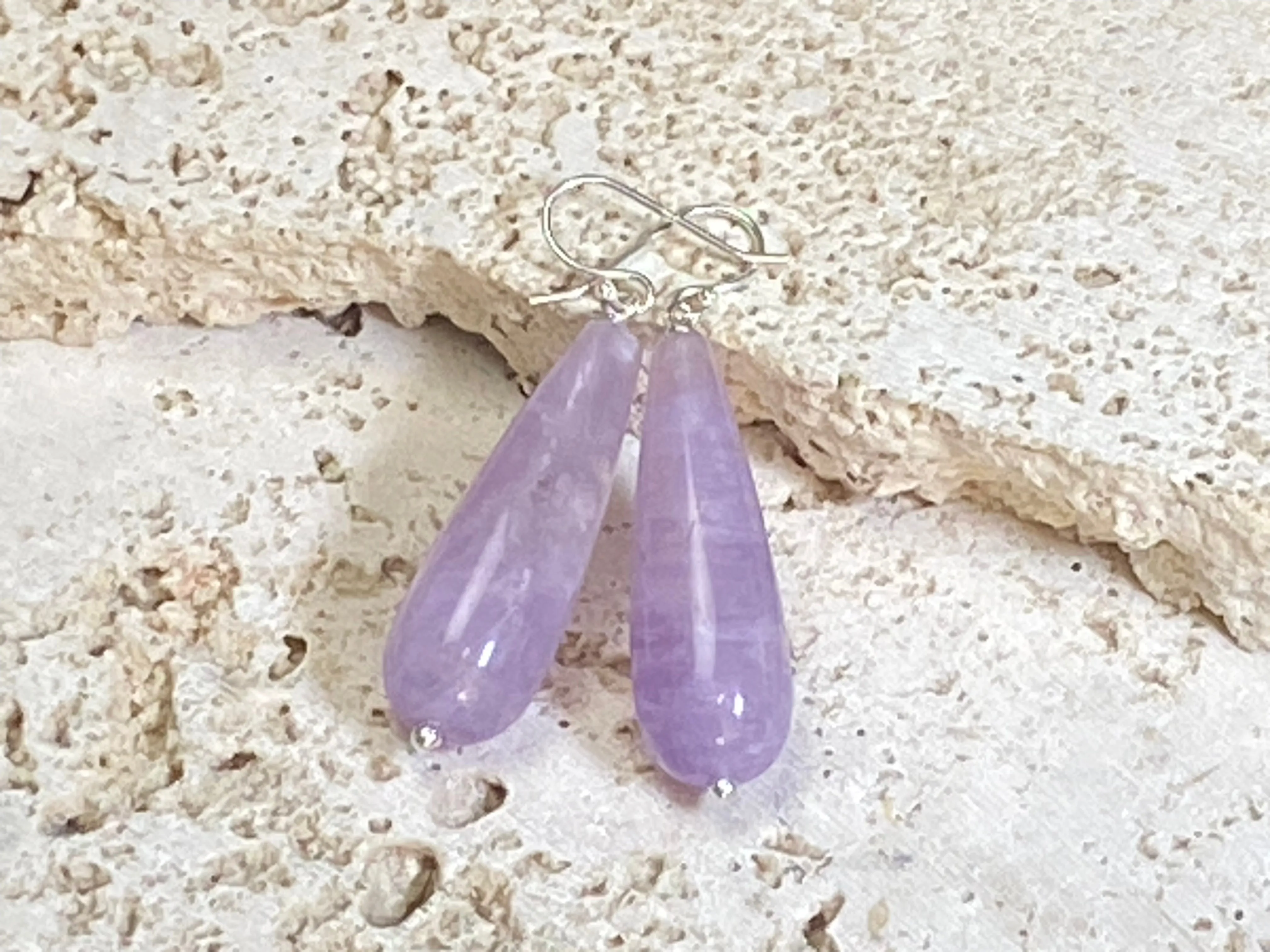 Lilac Amethyst Long Drop Earrings