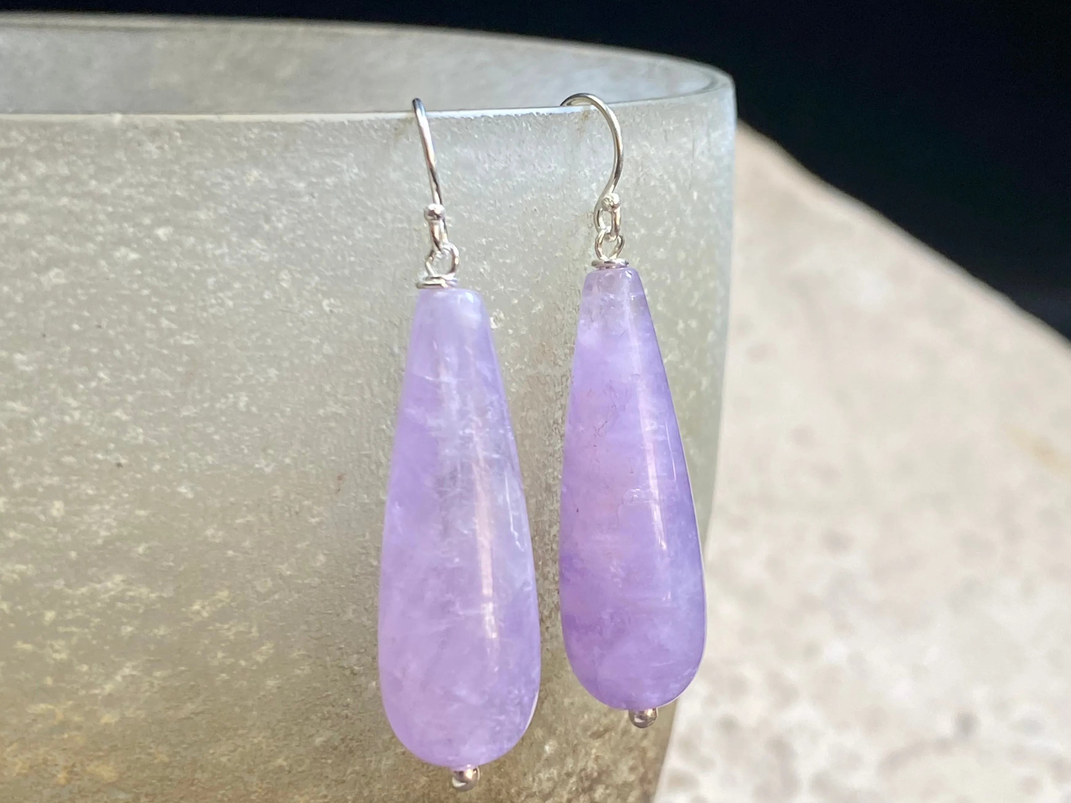 Lilac Amethyst Long Drop Earrings