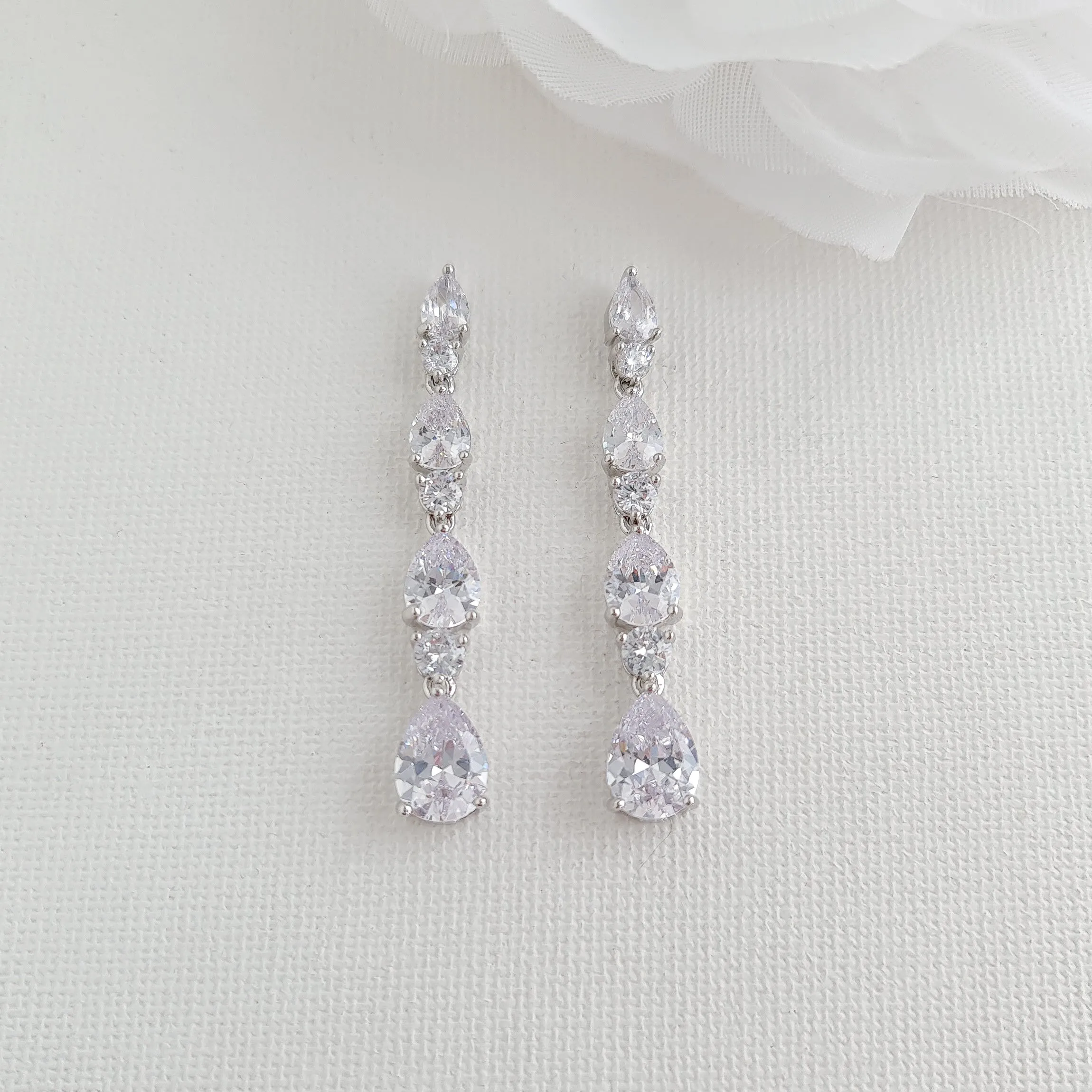 Linear Wedding Earrings-Hazel