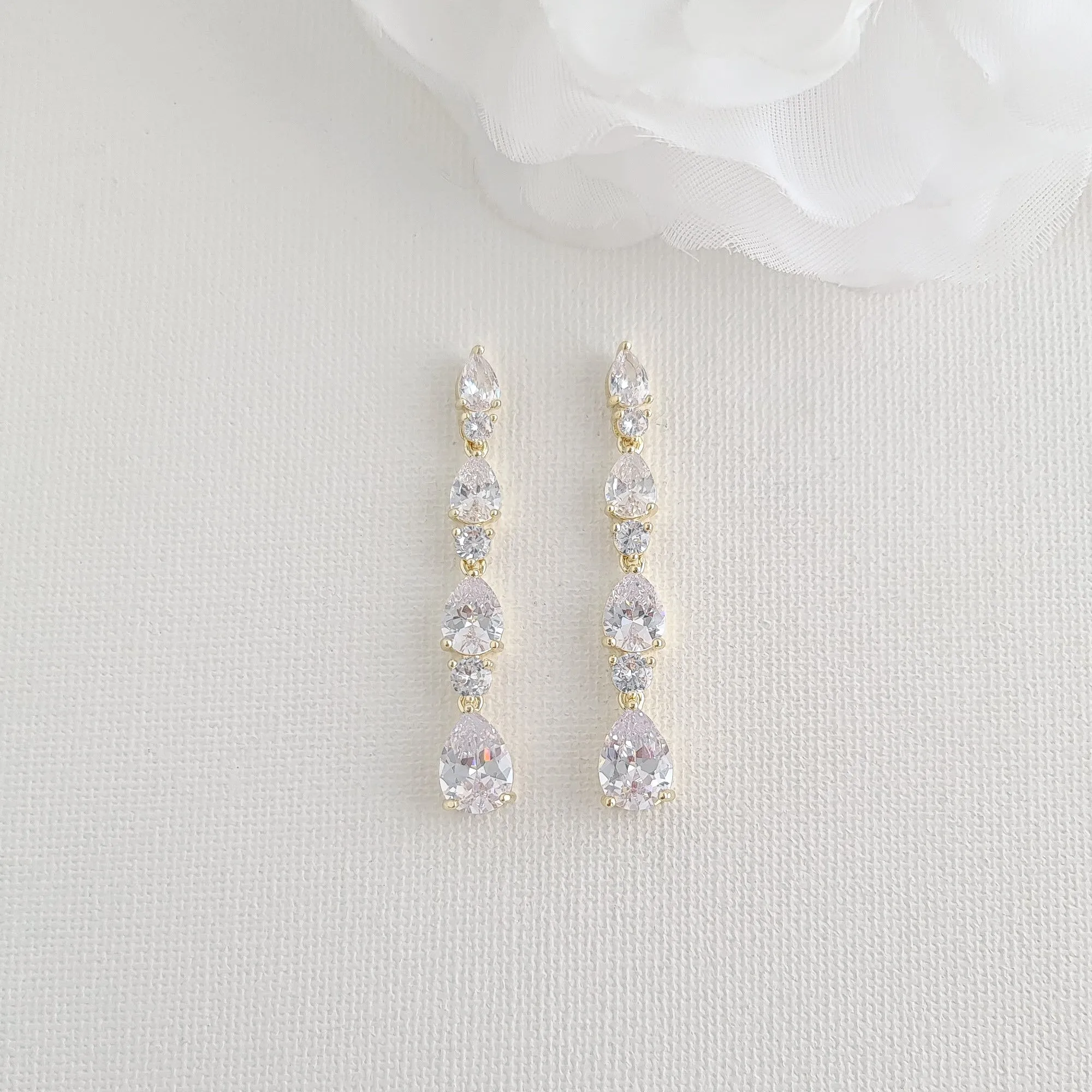 Linear Wedding Earrings-Hazel