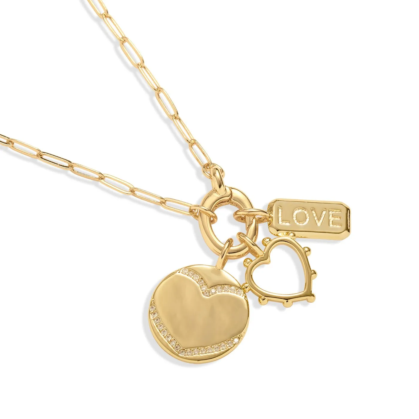 Little Links Oval Clasp Love Charms Gold Plated Necklace 7544