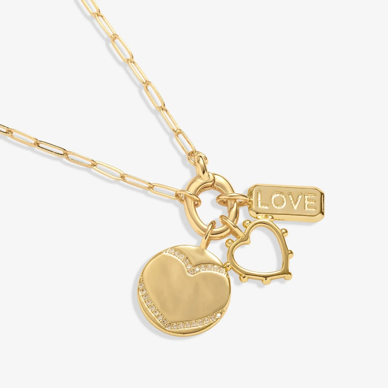 Little Links Oval Clasp Love Charms Gold Plated Necklace 7544