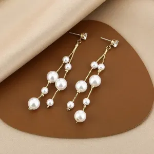 Long Tassel Earrings Large Small Pearls Elegant Trendy Women Jewelry S3575727