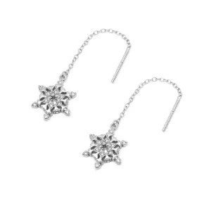 Marley Classic Snowflakes 925 Sterling Silver Threaded Earrings