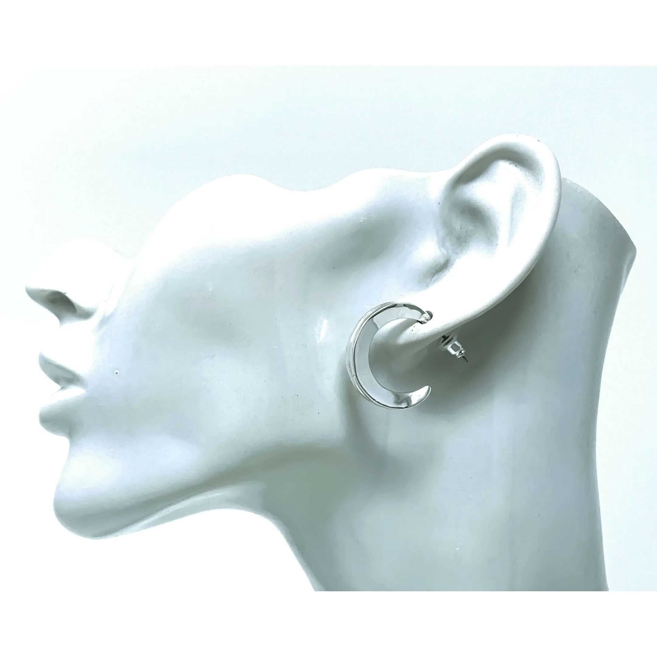 Medium Silver Stud Hoop Earrings