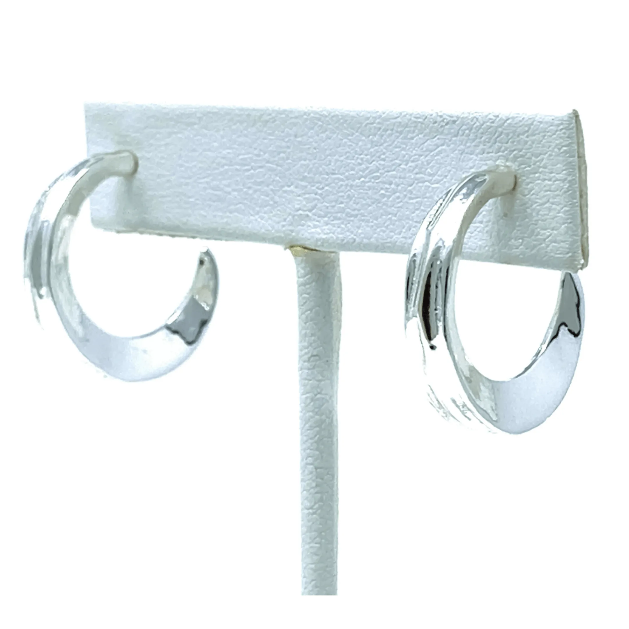 Medium Silver Stud Hoop Earrings