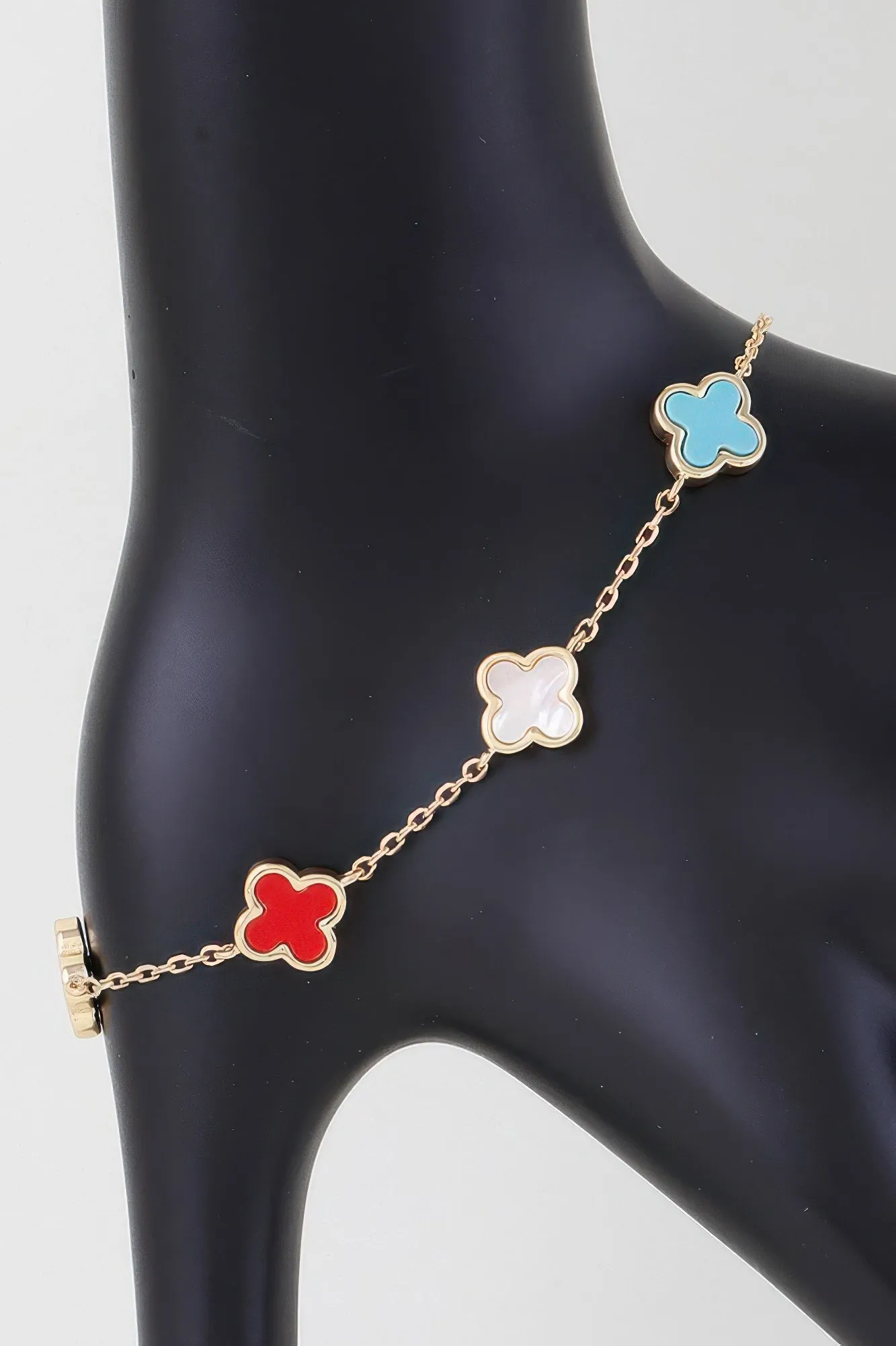 Mini Stone Clover Charm Bracelet