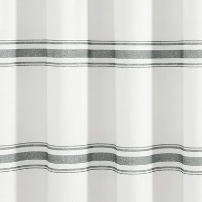 New - Farmhouse Striped Shower Curtain Dark Gray - Lush Décor