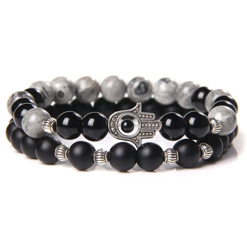 Onyx Stone Bracelet For Men And Women / Unisex Stylish Bangle Of Beaded