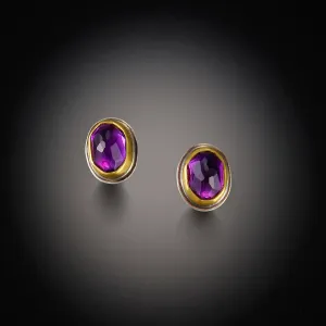 Oval Amethyst Stud Earrings