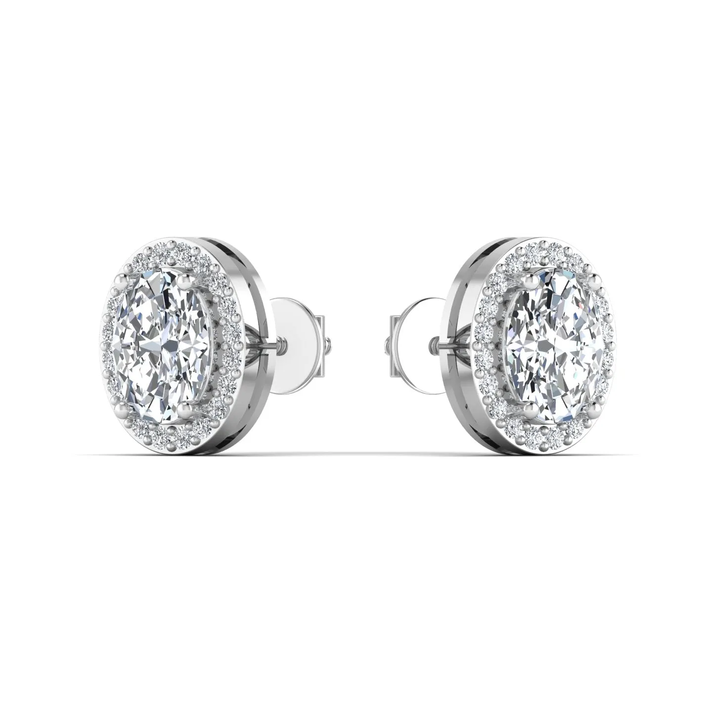 Oval Solitaire Silver Stud Earring