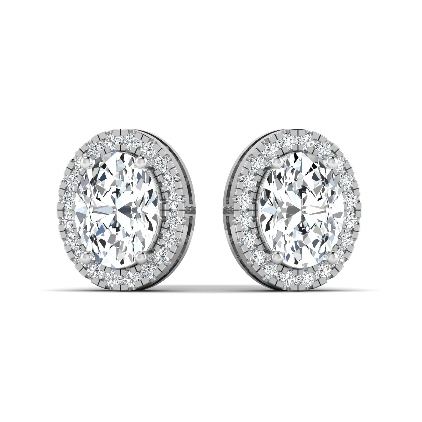 Oval Solitaire Silver Stud Earring