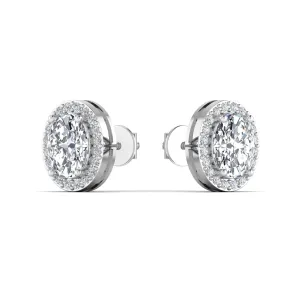 Oval Solitaire Silver Stud Earring