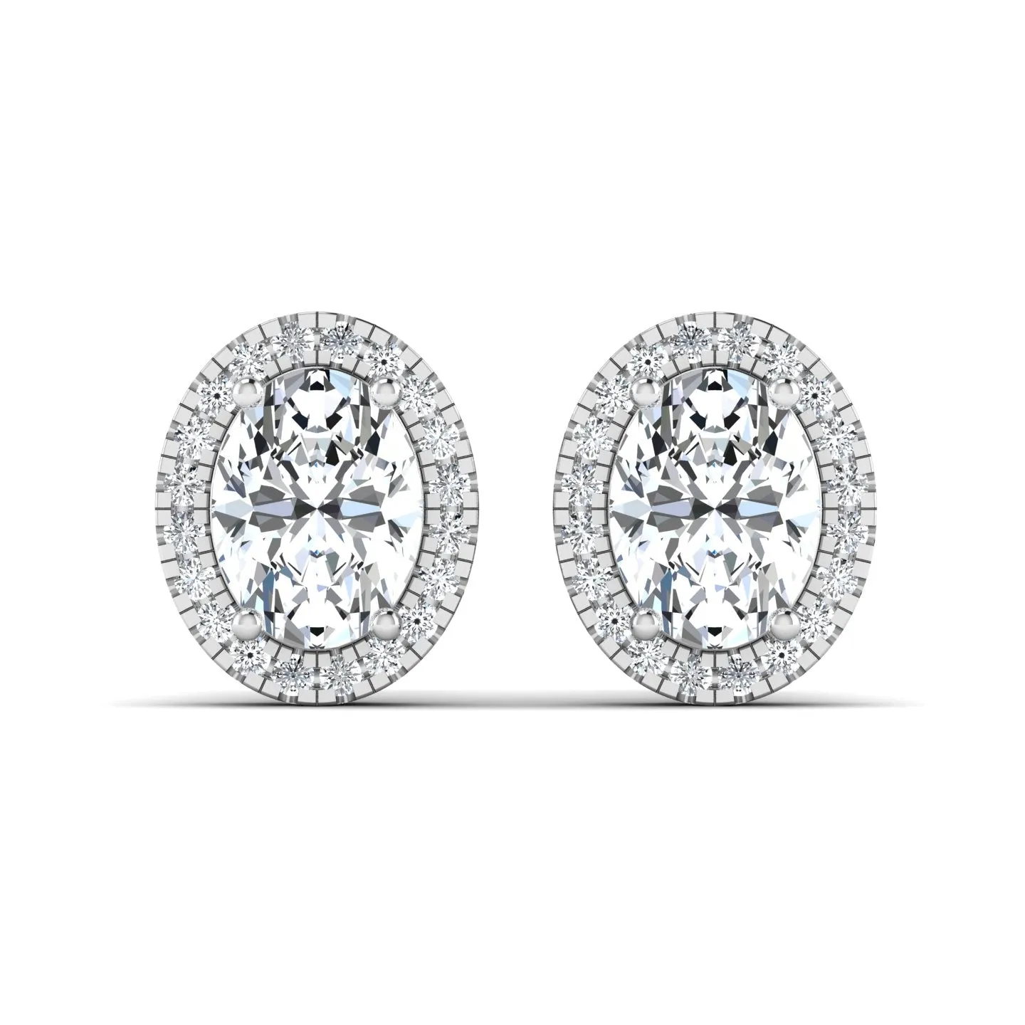 Oval Solitaire Silver Stud Earring