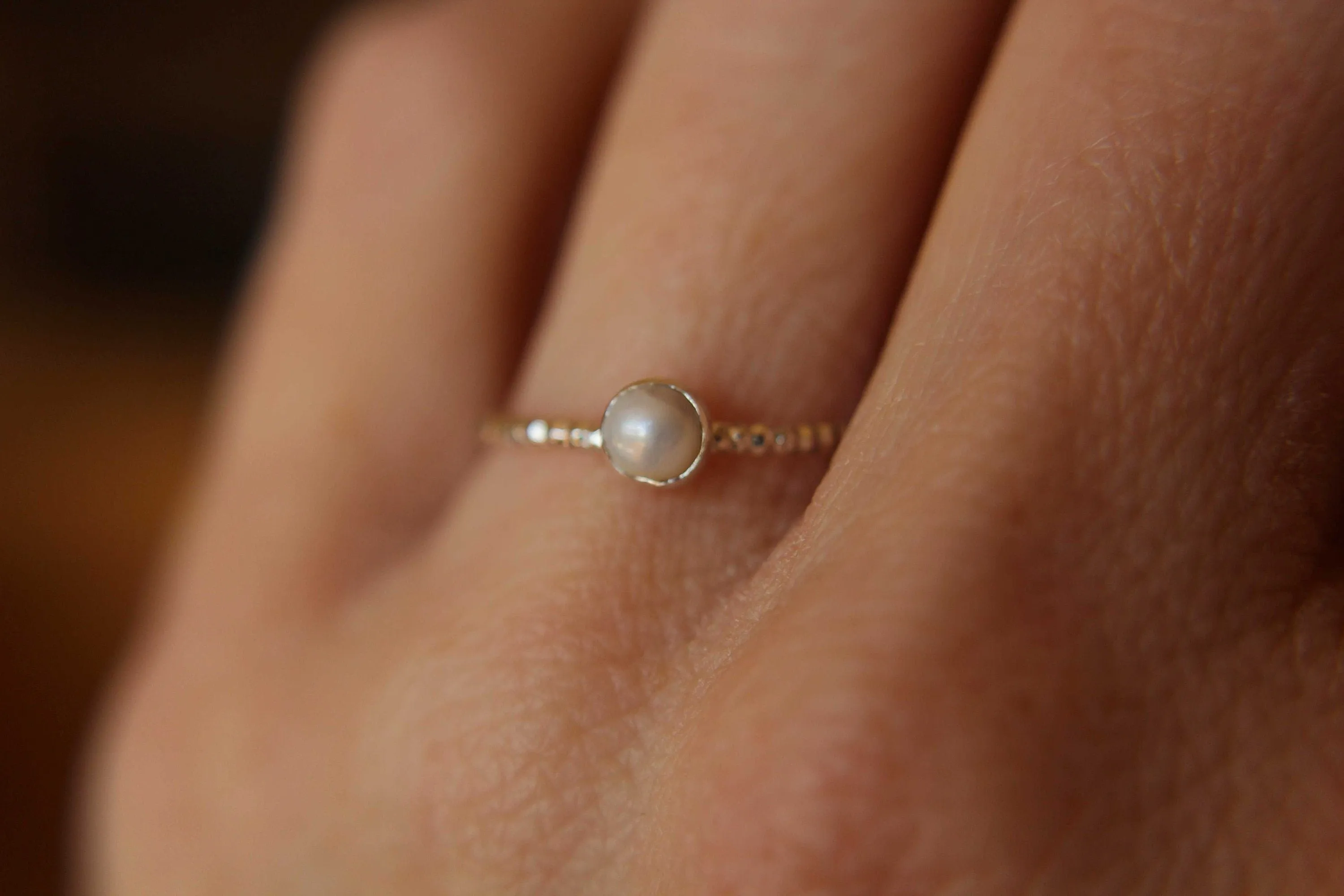 Pearl Ring, White Pearl Ring, Sterling Silver Pearl Ring, Freshwater Pearl Ring, Textured Pearl Ring, June Birthstone, Pearl Jewelry, Gift