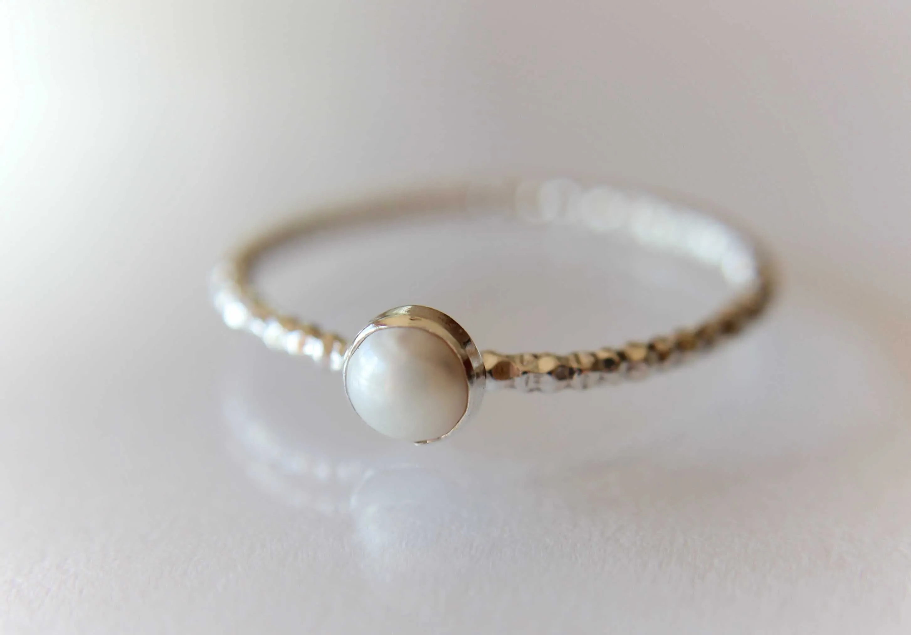 Pearl Ring, White Pearl Ring, Sterling Silver Pearl Ring, Freshwater Pearl Ring, Textured Pearl Ring, June Birthstone, Pearl Jewelry, Gift