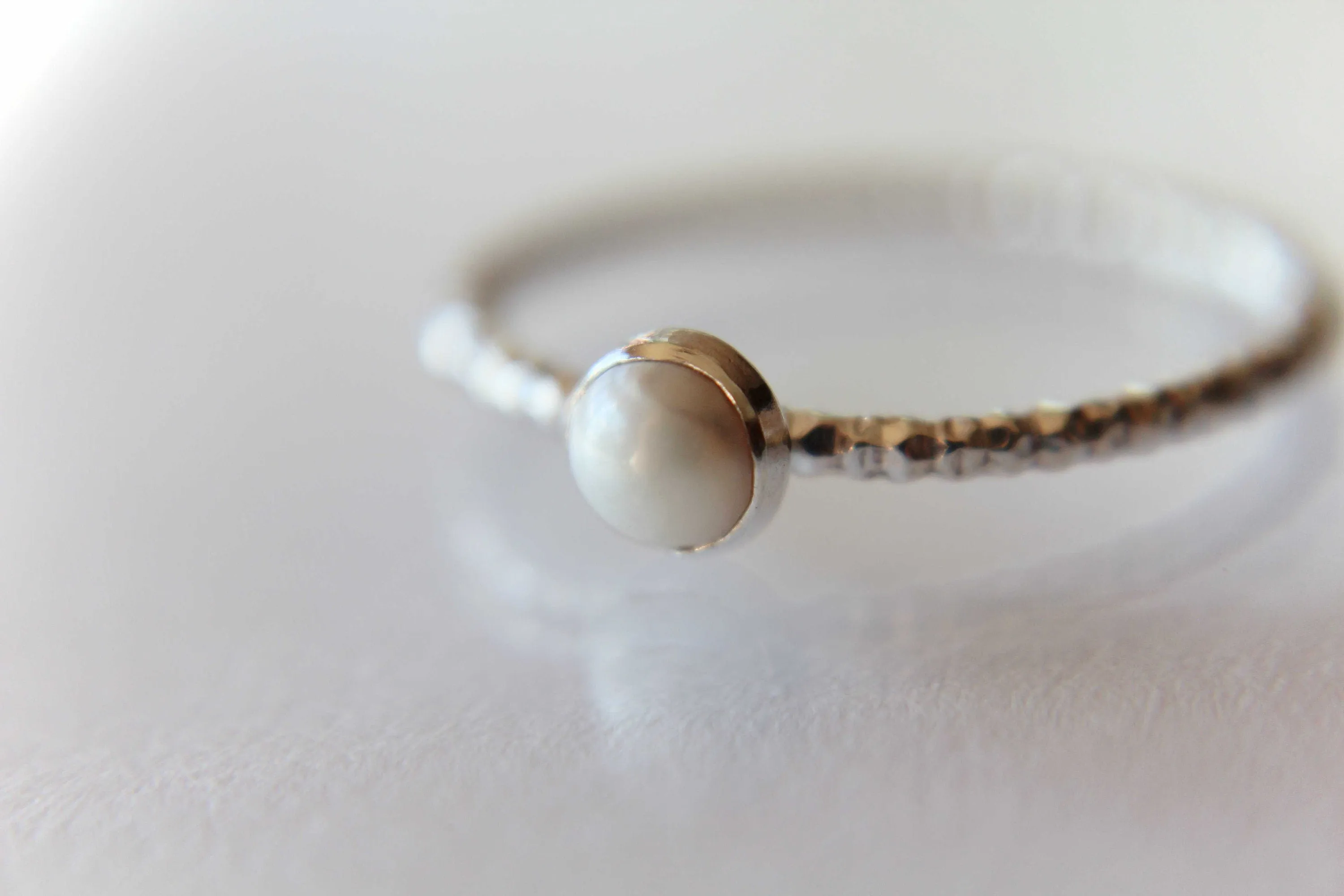 Pearl Ring, White Pearl Ring, Sterling Silver Pearl Ring, Freshwater Pearl Ring, Textured Pearl Ring, June Birthstone, Pearl Jewelry, Gift