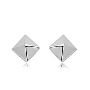 Pyramid Button Stud Earrings Sterling Silver 8mm