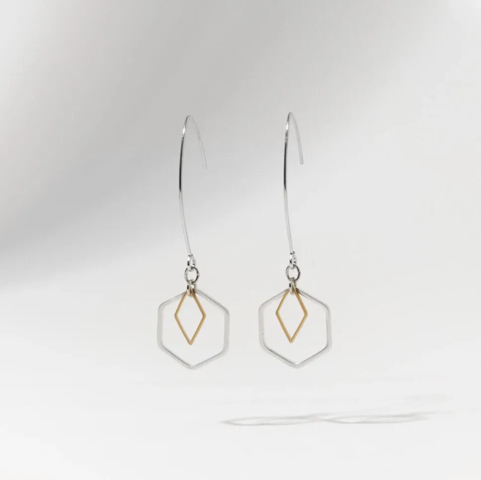 "Le Contour" Rose Gold & Silver Hexagon Earrings Bundle | Gift exchange