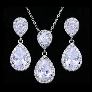 "Renee" - Cubic Zirconia Bridal Jewelry Set - Available in Silver, Rose Gold and Yellow Gold