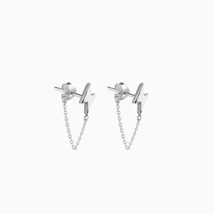 Ray Chain Silver Earring