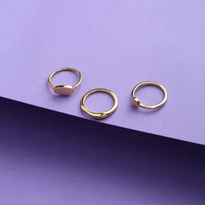 Real Gold Plated Set of 3 Signet Stacking Rings For Women By Accessorize London (Small)