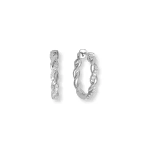 Rhodium Plated CZ Full Twist Hoop Earrings