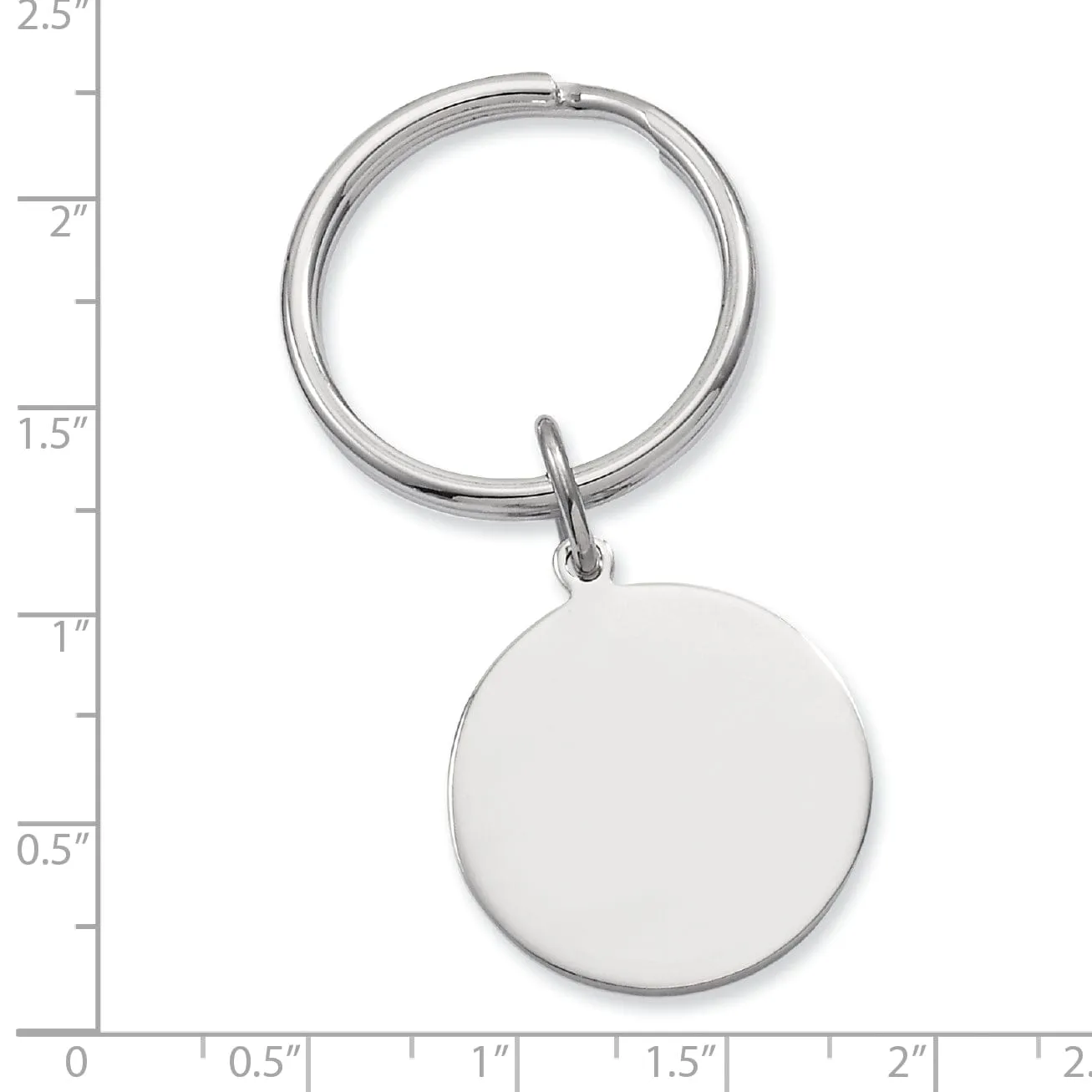 Rhodium Plated Polished Round Key Ring