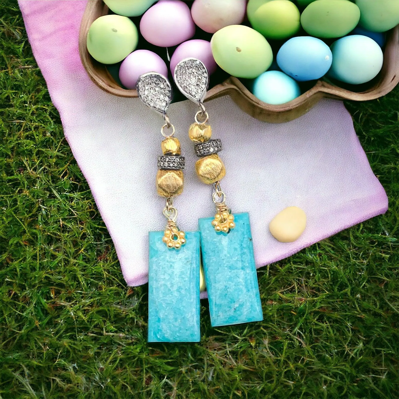 Robin's Egg Blue Amazonite Geometric Earrings