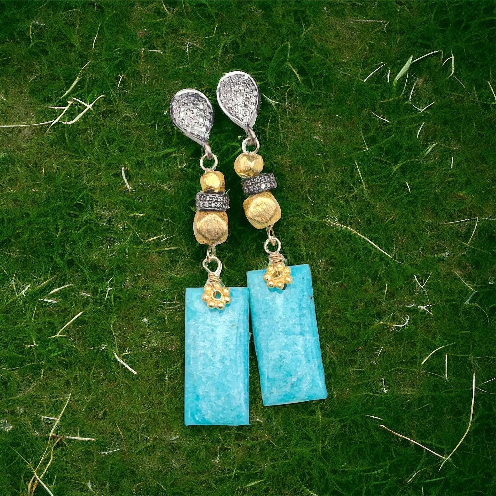 Robin's Egg Blue Amazonite Geometric Earrings