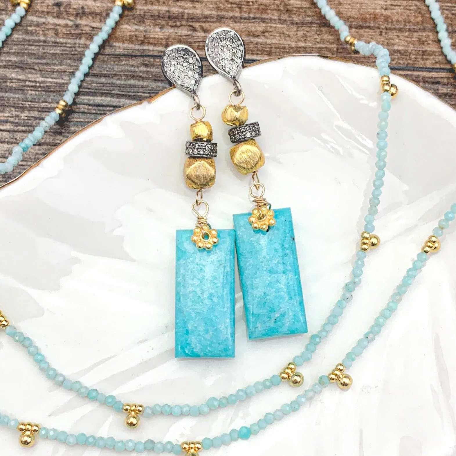 Robin's Egg Blue Amazonite Geometric Earrings