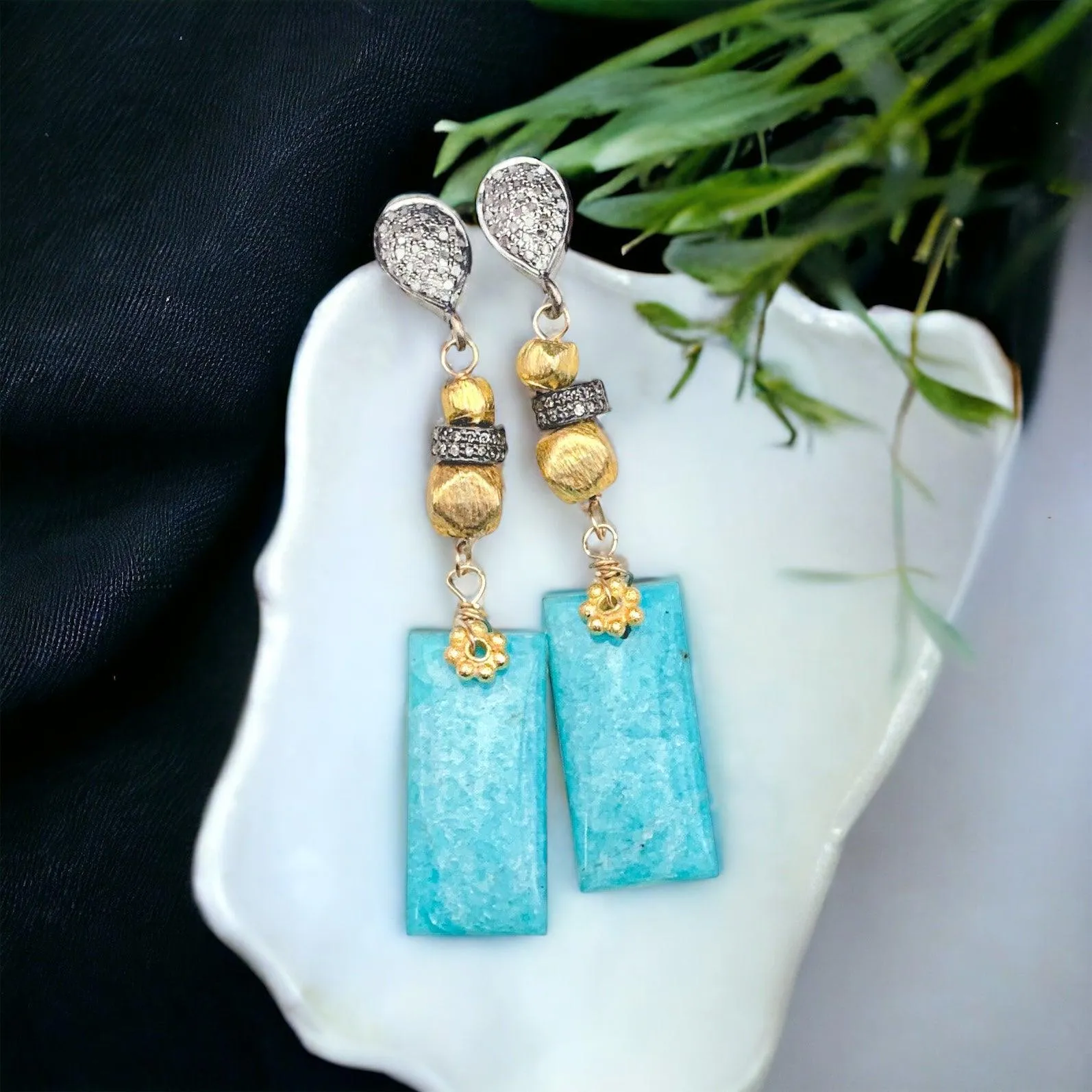 Robin's Egg Blue Amazonite Geometric Earrings