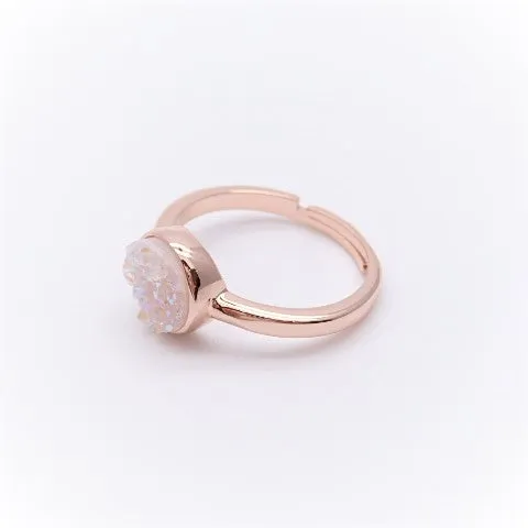 Rose Gold Druzy Ring With Soft Pink Round Druzy