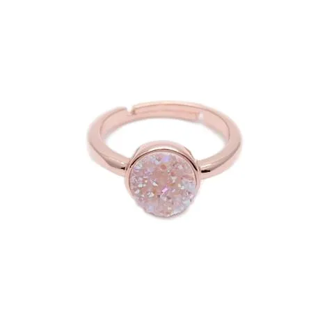 Rose Gold Druzy Ring With Soft Pink Round Druzy